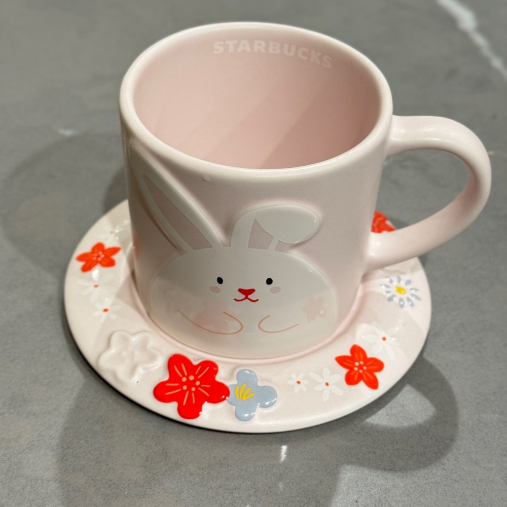 Starbucks Pink Bunny Mug with Saucer